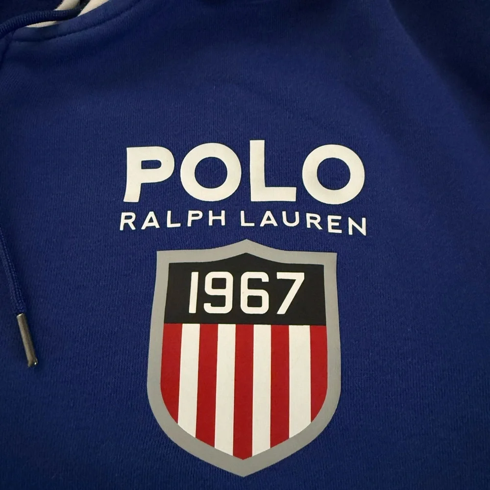 Polo Ralph Lauren Double Knit Blue White/Black/Yellow Colorblock Zip-Up Sweater